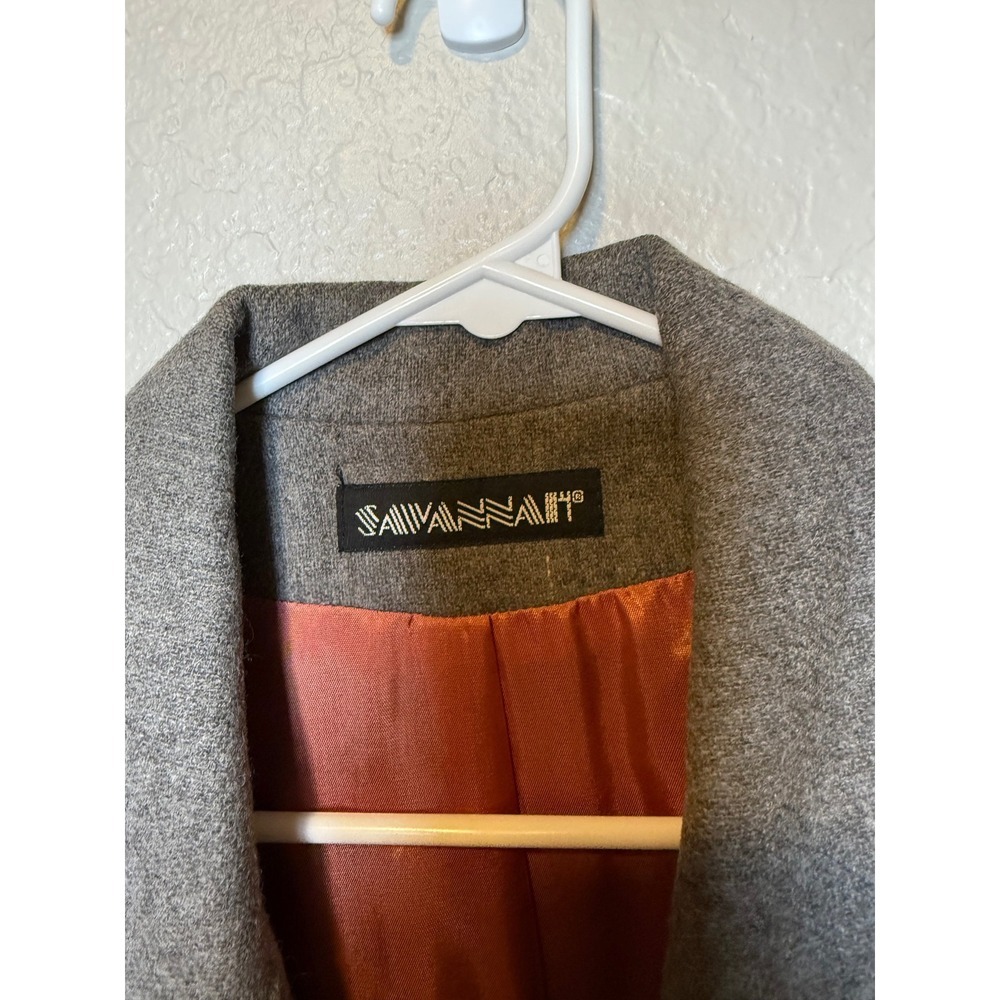 Vintage Savannah Gray Wool Blazer Size 14 Gold Button Career Coat - Picture 2 of 4